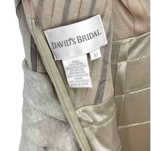 DAVID’S BRIDAL DRESS Women's Size 10 Beige FLOOR LENGTH GOWN Bandage Bodycon - Picture 8 of 8